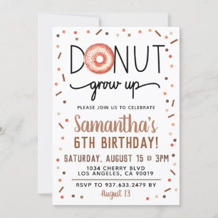 Chocolade Donut Groeit Birthday Invitation Kaart