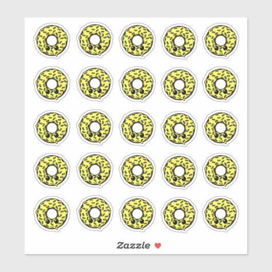 Chocolade Donut met Gele Frosting en Sprinkles Sticker (Vel)