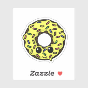 Chocolade Donut met Gele Frosting en Sprinkles Sticker