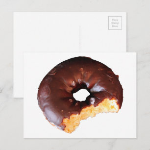 Chocolade Donut met grote biet eruit gehaald Briefkaart