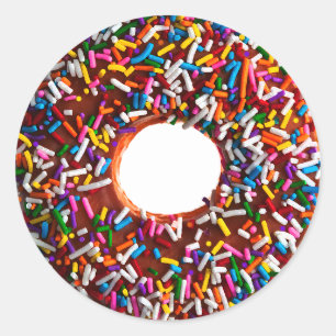 Chocolade Donut met Jimmies Ronde Sticker