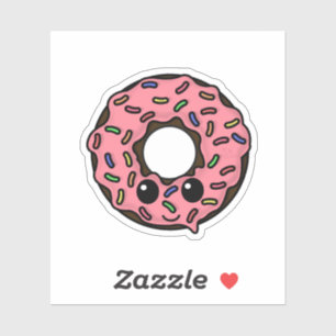 Chocolade Donut met Roze Frosting en Sprinkles Sticker