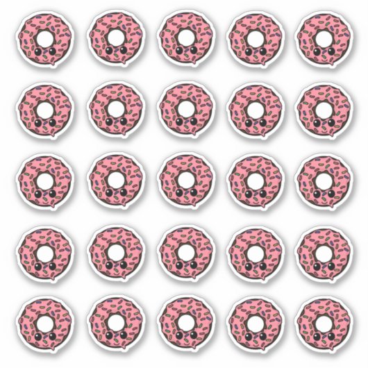 Chocolade Donut met Roze Frosting en Sprinkles Sticker (Voorkant)