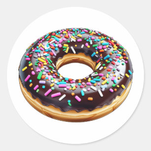 Chocolade Donut met sprinken Ronde Sticker