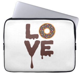 Chocolade Donut met Sprinkles Love Laptop Sleeve
