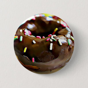 Chocolade Donut met Sprinkles Ronde Button 5,7 Cm