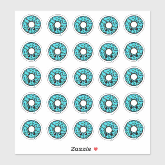 Chocolade Donut met Turquoise Frosting Sprinkles Sticker (Vel)