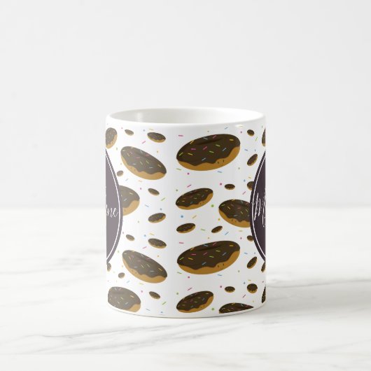 Chocolade Donut Pattern Food Monogram Koffiemok (Center)