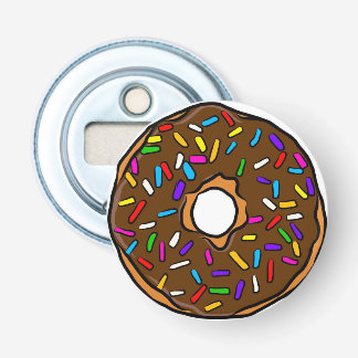 Chocolade Donut Rainbow Colorful Sprinkles Art Yum Button Flesopener