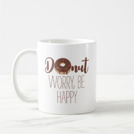 Chocolade Donut Worry Be Happy Brown Tekst Koffiemok