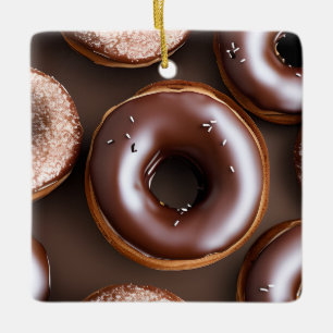 Chocolade Donuts met Sprinkles Kerstmis Keramisch Ornament