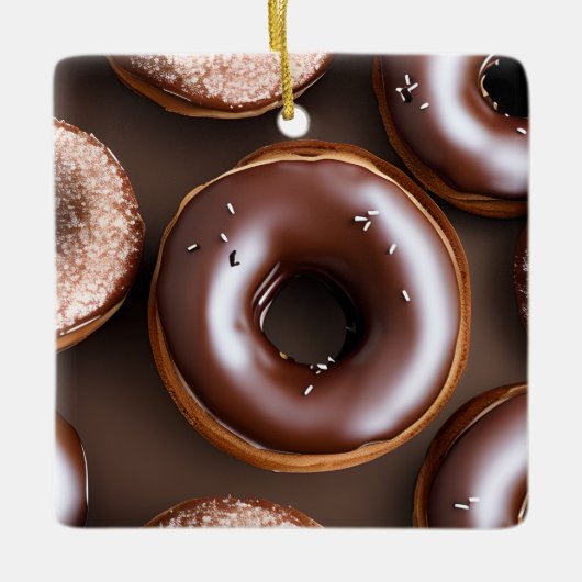 Chocolade Donuts met Sprinkles Kerstmis Keramisch Ornament (Voorkant)