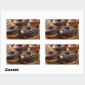 Chocolade Donuts Rechthoekige Sticker (Vel)