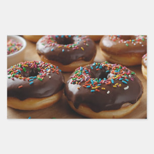 Chocolade Donuts Rechthoekige Sticker