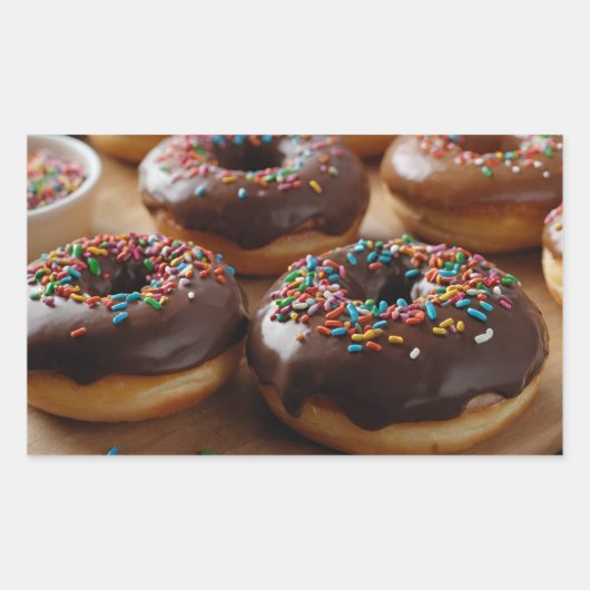 Chocolade Donuts Rechthoekige Sticker (Voorkant)