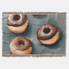 Chocolade Donuts Waterverf Deken