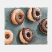 Chocolade Donuts Waterverf Fleece Deken (Voorkant (Horizontaal))