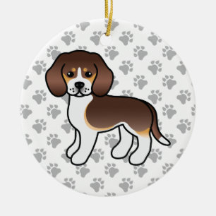 Chocolade Driekleurige Beagle Hond Cartoon Illustr Keramisch Ornament