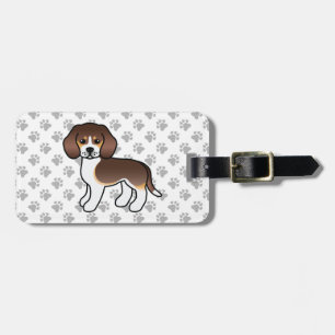Chocolade Driekleurige Beagle Schattige Cartoon Ho Bagagelabel