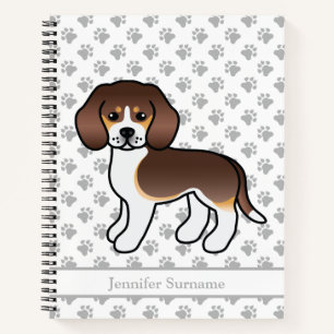 Chocolade driekleurige Beagle Schattige Cartoon Ho Notitieboek