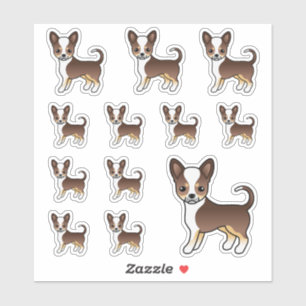 Chocolade Driekleurige Gladde Vacht Chihuahua Cute Sticker