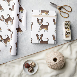 Chocolade Driekleurige Gladde Vacht Chihuahua Patr Cadeaupapier