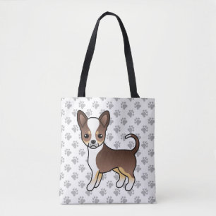 Chocolade Driekleurige Gladde Vacht Chihuahua & Po Draagtas