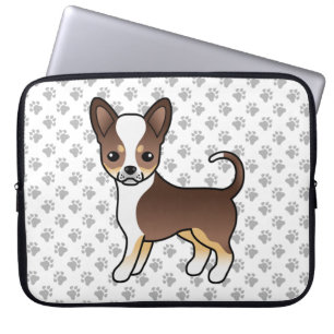 Chocolade Driekleurige Gladde Vacht Chihuahua & Po Laptop Sleeve