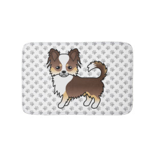 Chocolade Driekleurige Langharige Chihuahua Hond & Badmat