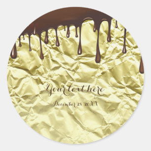 Chocolade Drip Faux Gold Folie Wrapper Party Favor Ronde Sticker