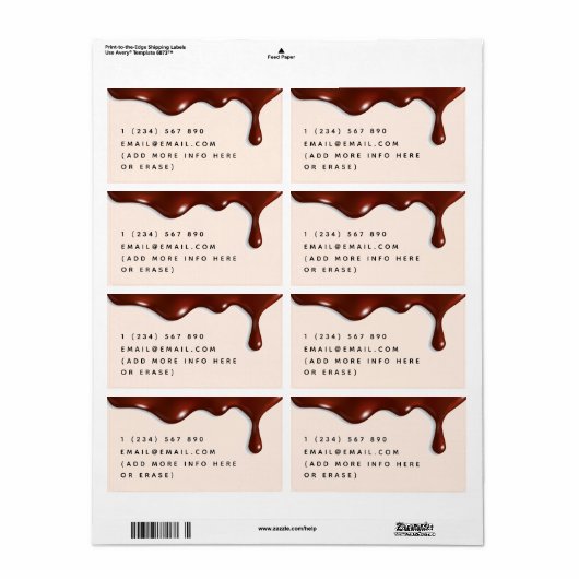Chocolade Druppel Druppelen Chocolatier Aangepaste Etiket (Full Sheet)