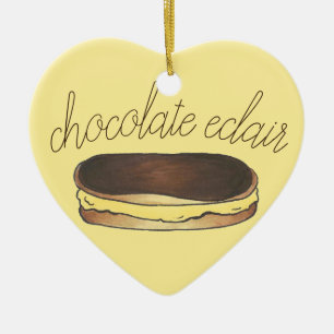 Chocolade Eclair French Bakery Dessert Pastry Keramisch Ornament