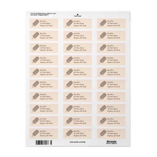 Chocolade Eclair Ice Cream Popsium Adresetiketten Etiket (Full Sheet)
