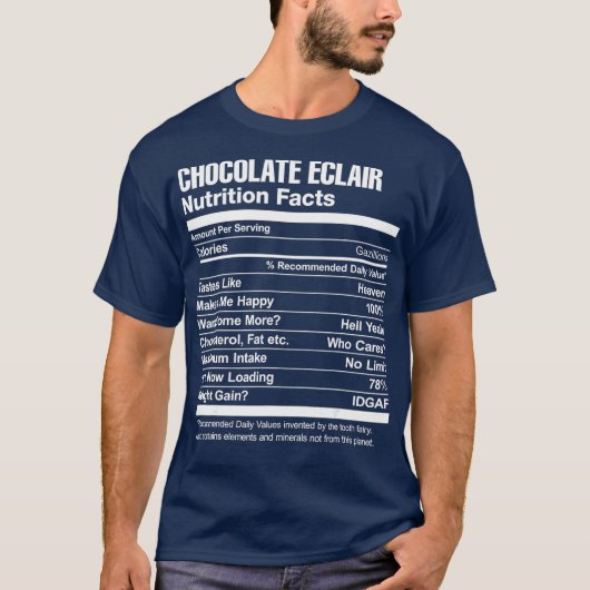 Chocolade Eclair Voeding Feiten Grappig T-shirt (Voorkant)