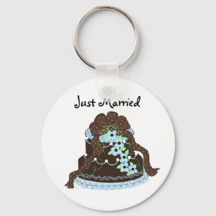 Chocolade en blauwe trouwtaart - Net getrouwd Sleutelhanger