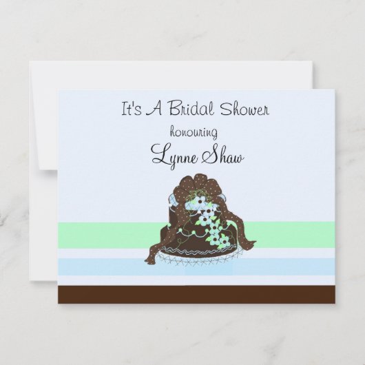 Chocolade en Blue Bridal Shower Invitation Kaart (Voorkant)