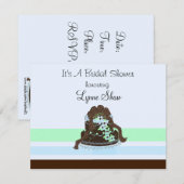 Chocolade en Blue Bridal Shower Invitation Kaart (Voorkant / Achterkant)