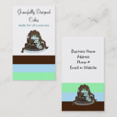 Chocolade en Blue Designer Cake Visitekaartje (Voorkant / Achterkant)