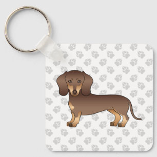 Chocolade En Bruine Korte Haren Dachshund Cartoon Sleutelhanger