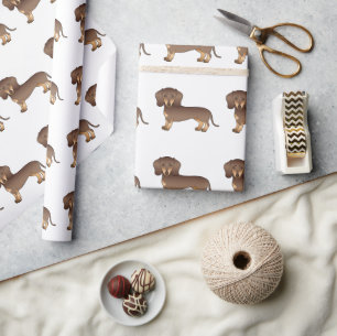 Chocolade En Bruine Korte Haren Dachshund Patroon Cadeaupapier