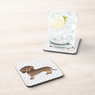 Chocolade En Bruine Korte Haren Dachshund & Pootje Bier Onderzetter