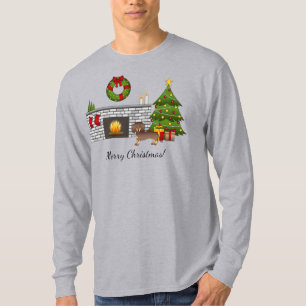 Chocolade En Bruine Kortharige Dachshund - Kerstmi T-shirt