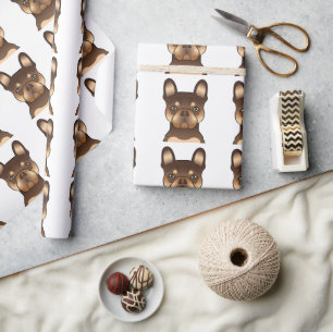 Chocolade En Effen Franse Bulldog Zacht Hondenpatr Cadeaupapier