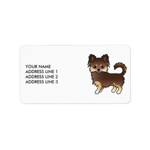 Chocolade En Effen Langharige Chihuahua Hond Etiket
