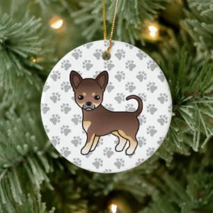 Chocolade En Effenhuidige Chihuahua Hond Met Pootj Keramisch Ornament