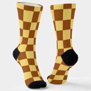 Chocolade en Gold Squares Funky Socks Sokken