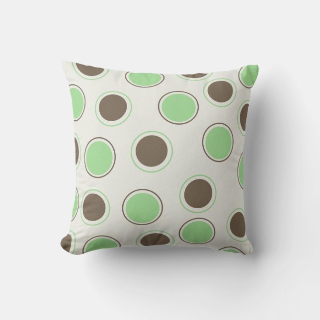 Chocolade en Mint Circles op White MOJO Pillow Kussen (Voorkant)