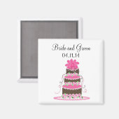 Chocolade en Roze Huwelijk Bewaar de Datum Magneet (Voorkant / Achterkant)