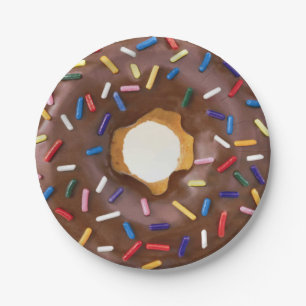 Chocolade en Sprinkle Donut Celebration Papieren Bordje
