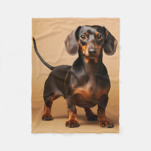 Chocolade en Tan Dachshund Dog Fleece Deken